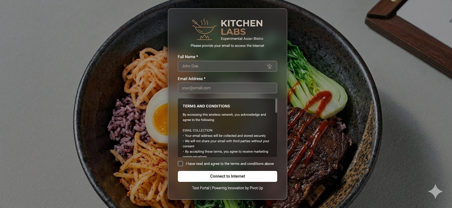 Restaurant portal example screen two